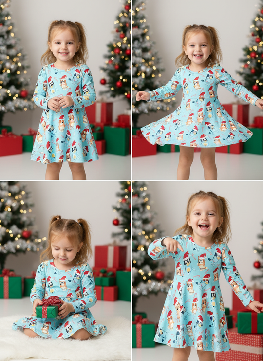 Santa Bluey Girls Dress