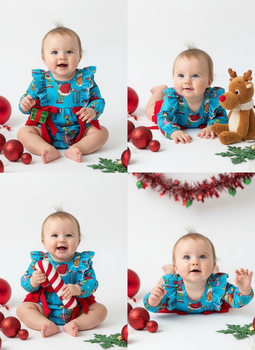 Blue Grinch Romper