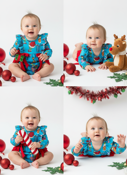 Blue Grinch Romper