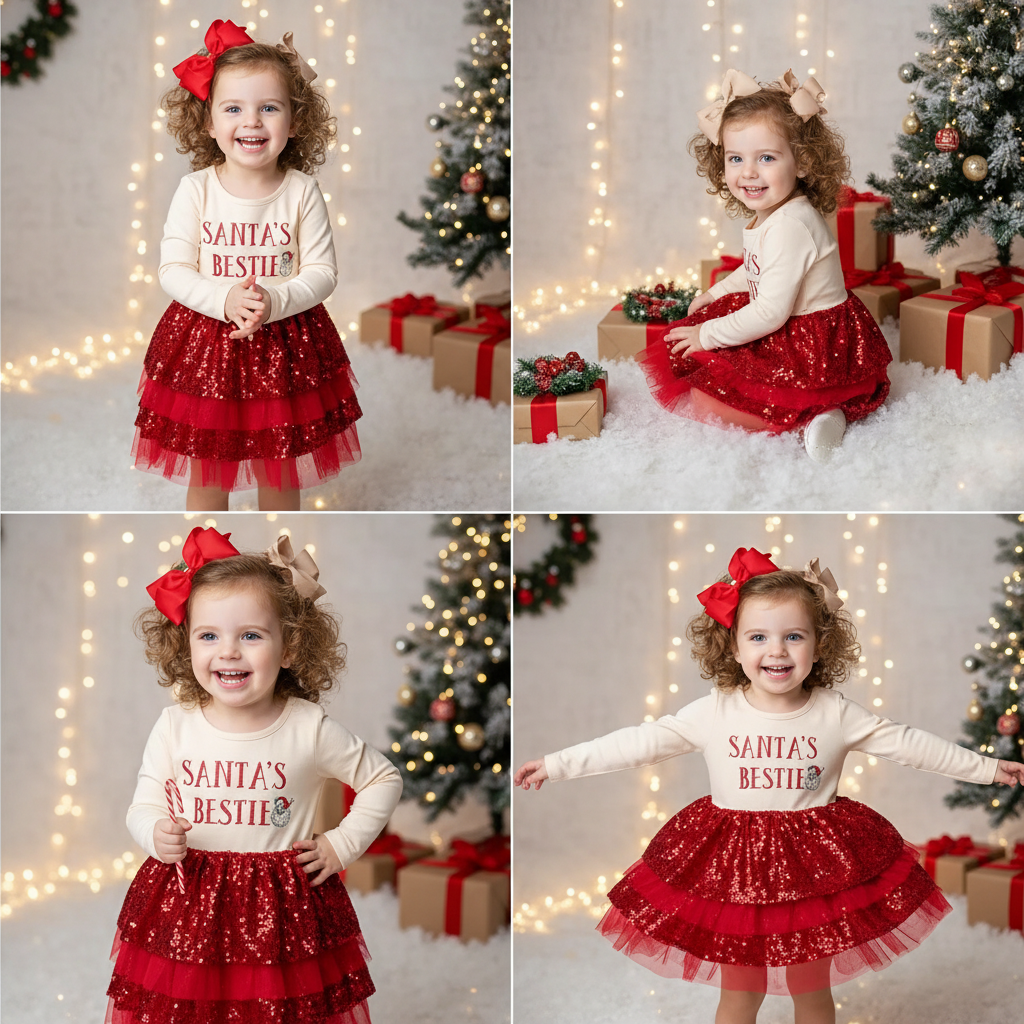 Santa's Bestie Sequin Tulle Dress