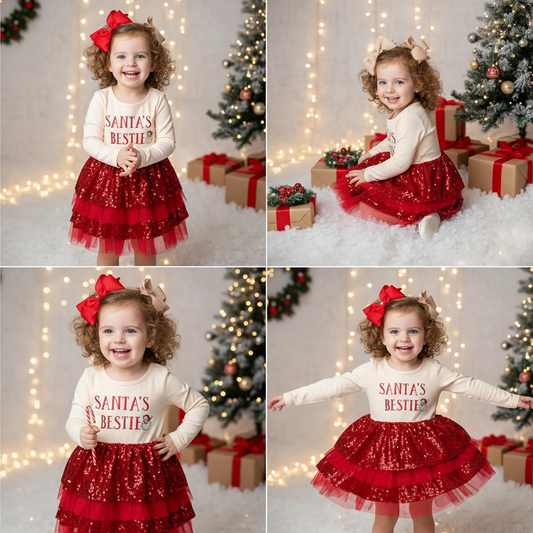 Santa's Bestie Sequin Tulle Dress