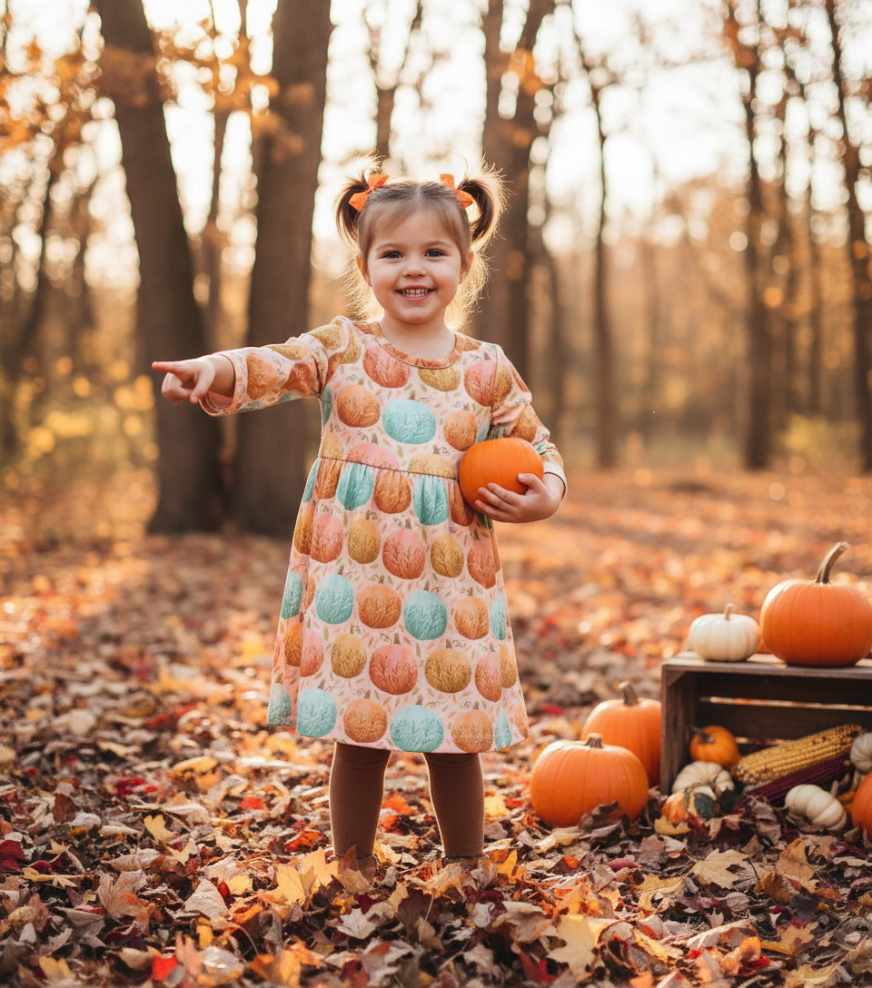 Fanciful Pumpkin Girls Dress