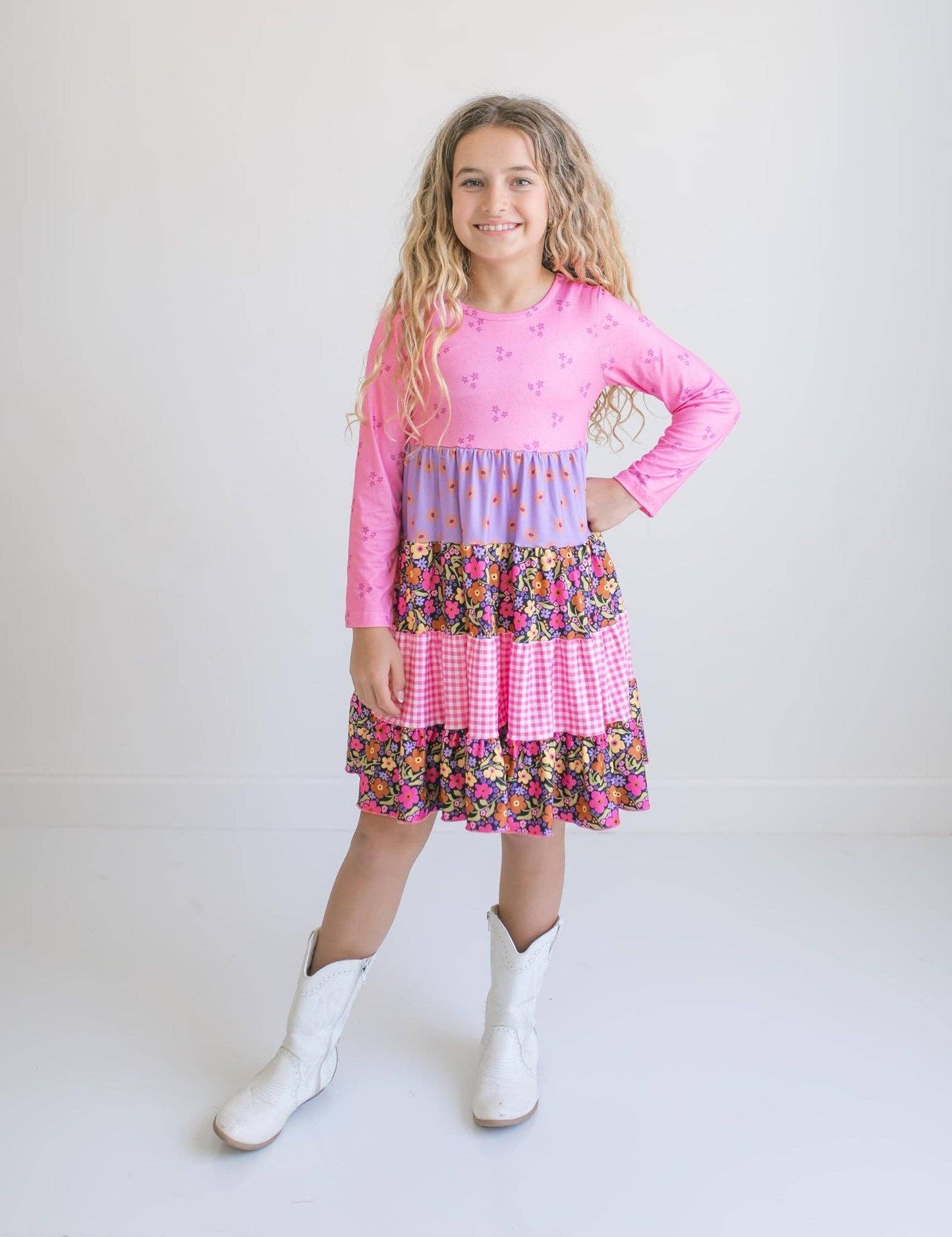 Avery Pink Floral Twirl Dress