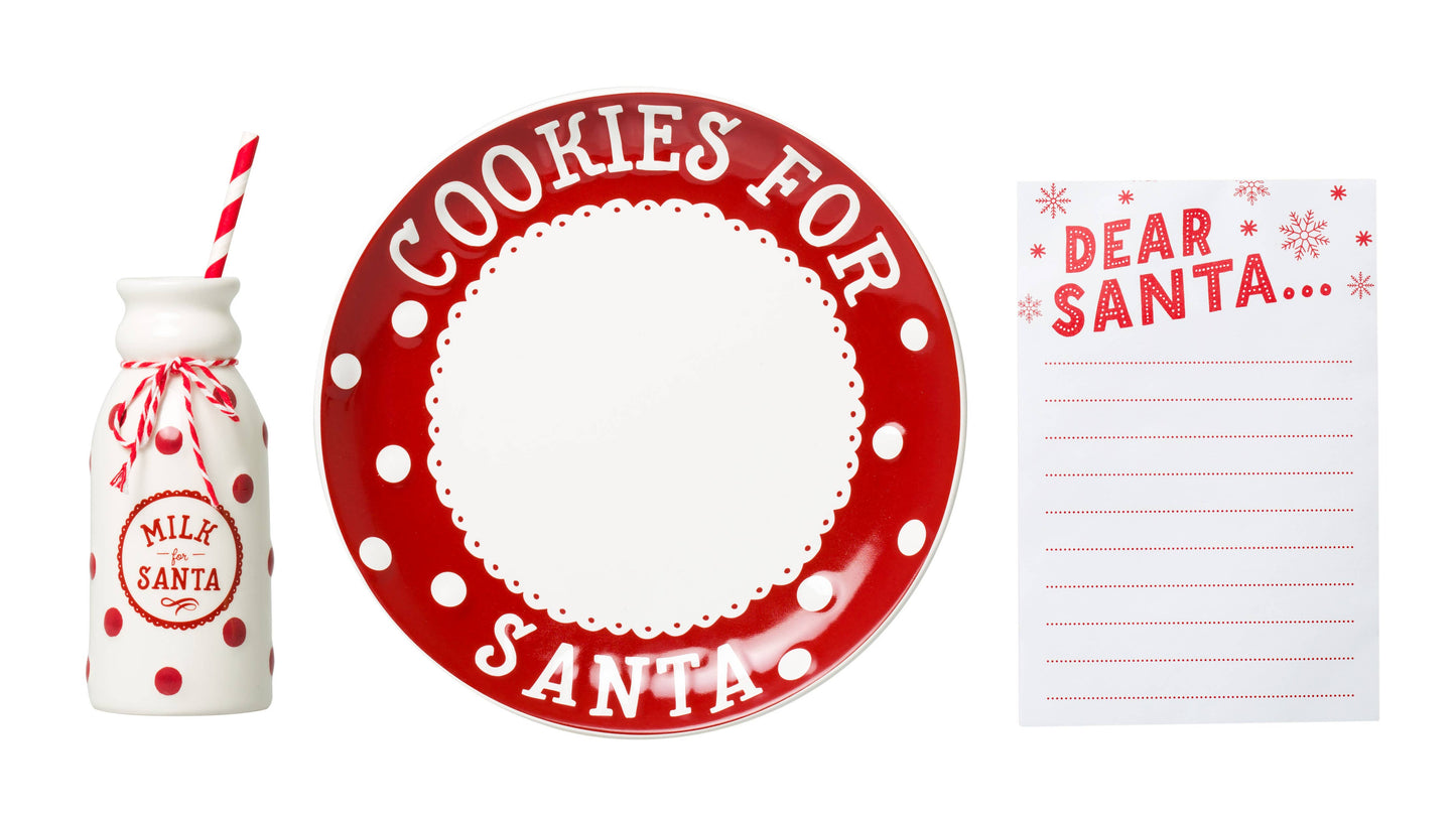 Santa's Milk Jug, Plate and Dear Santa Notepad Set