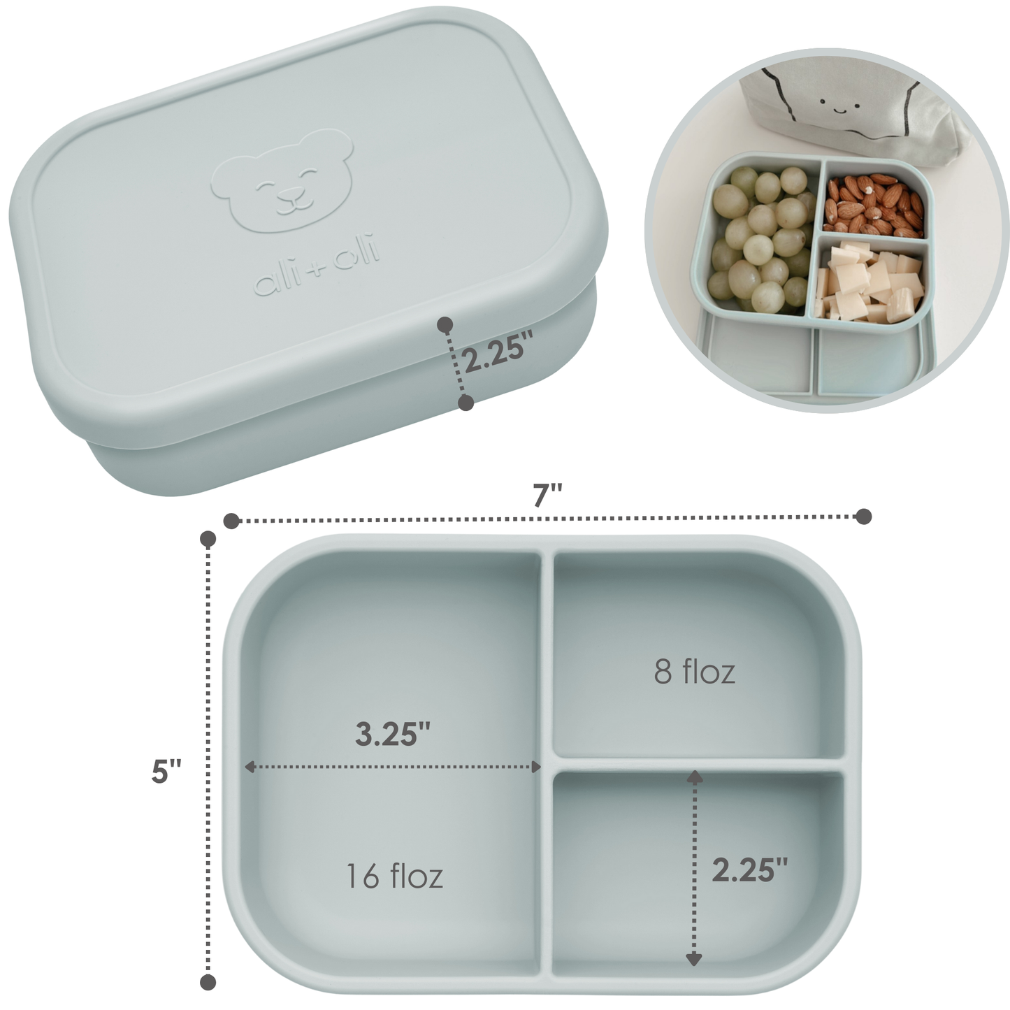 Leakproof Silicone Bento Box  - Blue  {Ali + Oli}