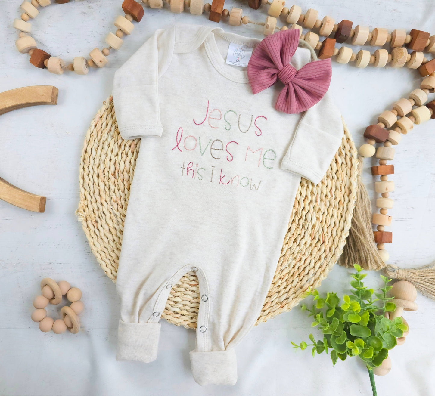 Embroidered Infant Romper | Jesus Loves Me