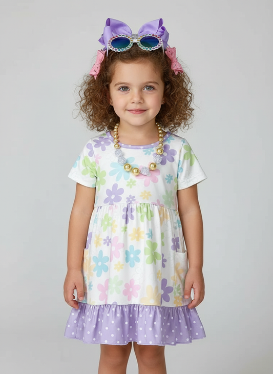Pastel Daisies & Dots Dress