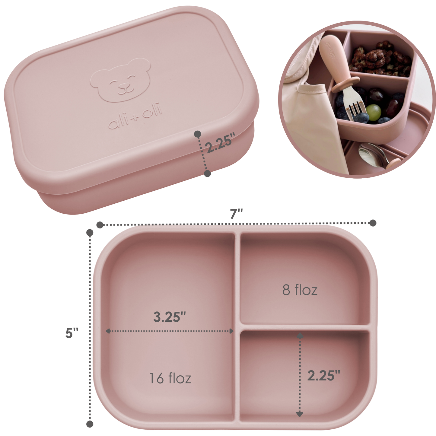 Leakproof Silicone Bento Box - Rose {Ali + Oli}