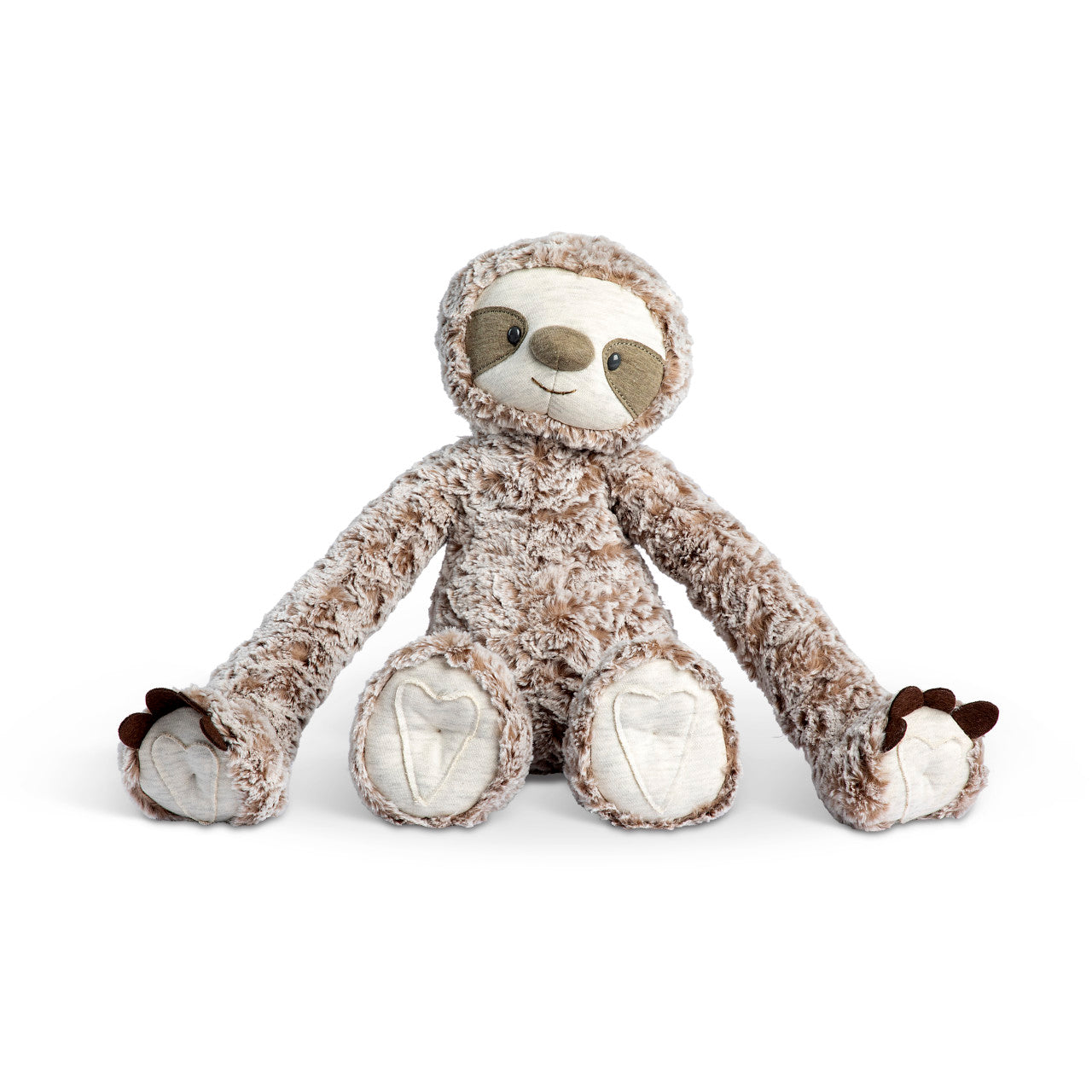 Plush toy sloth on a white background