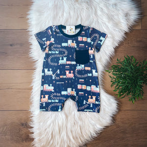 Train Infant Shortie Romper