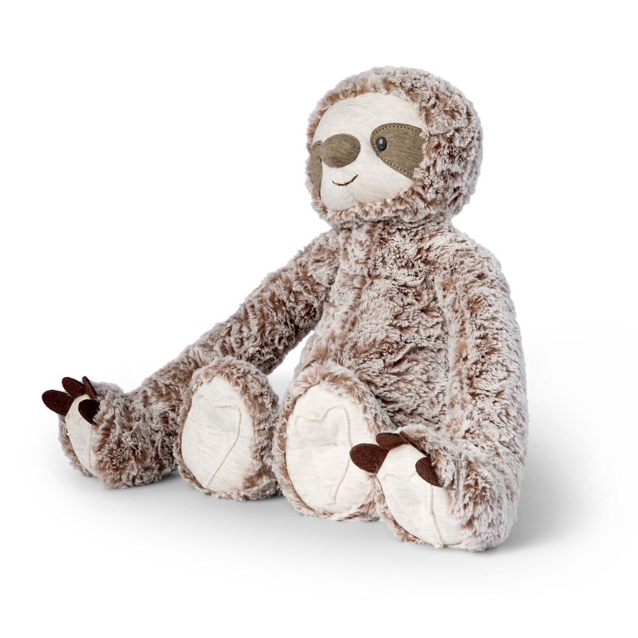 Plush toy sloth on a white background
