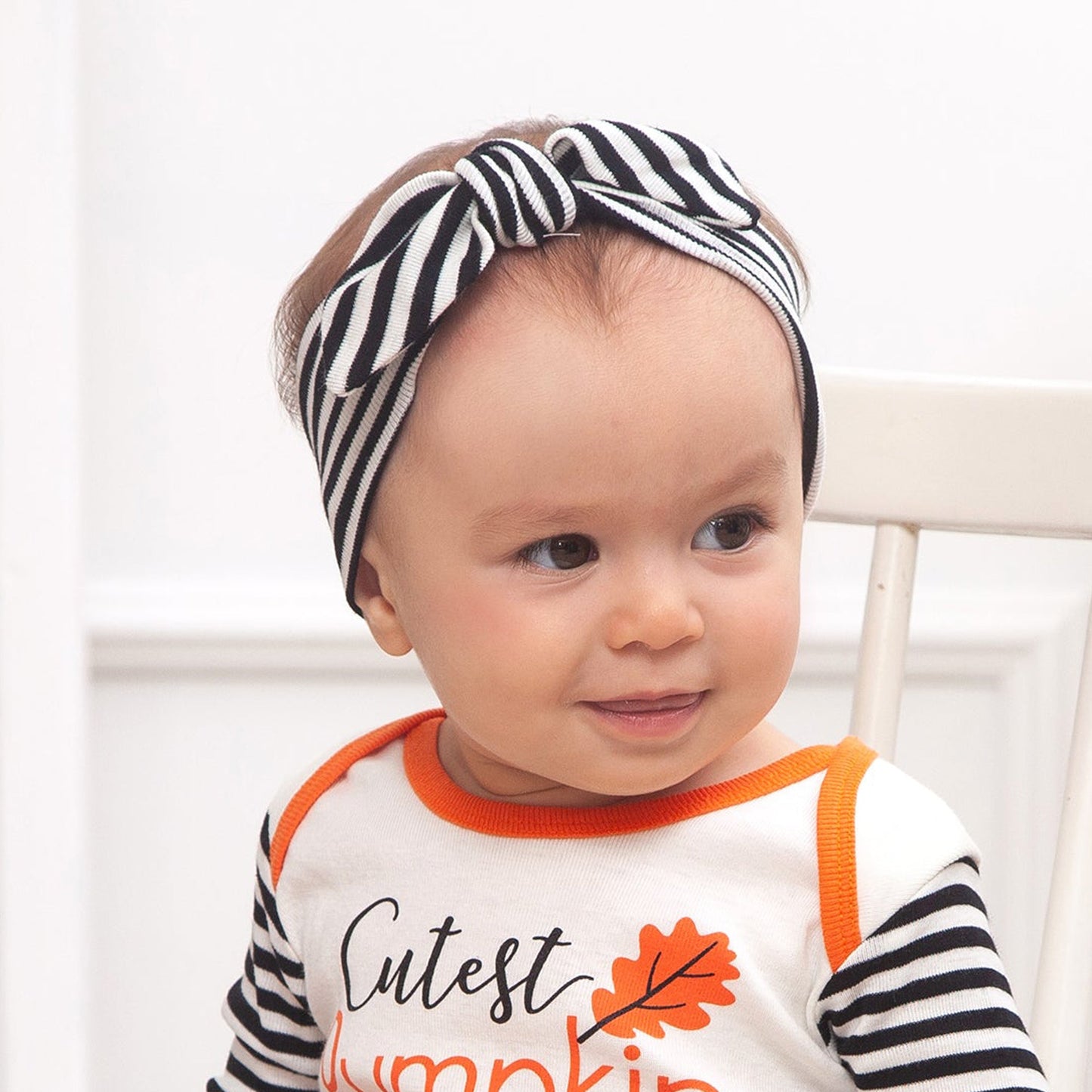 Baby Headband Black Thin Stripes