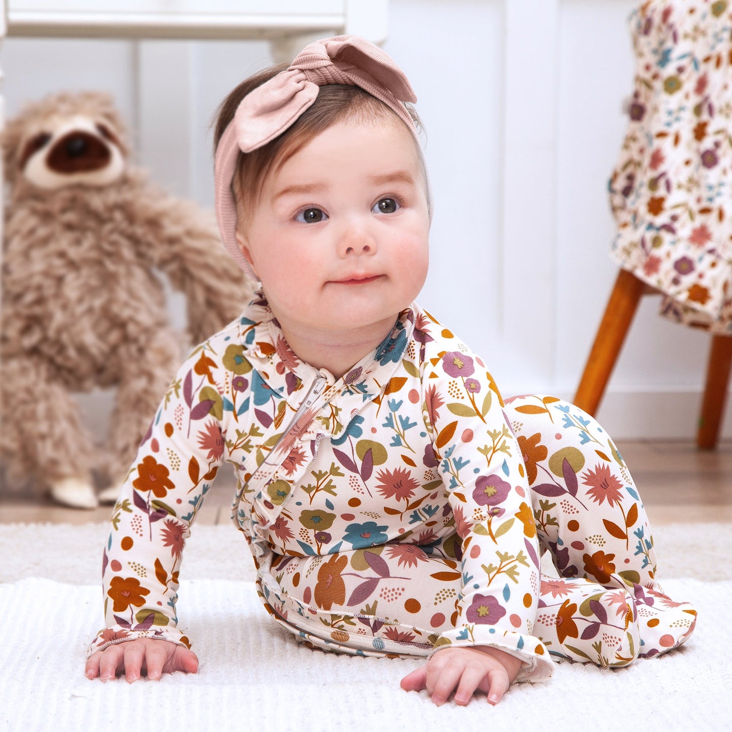 Blossoms Bamboo Zipper Romper