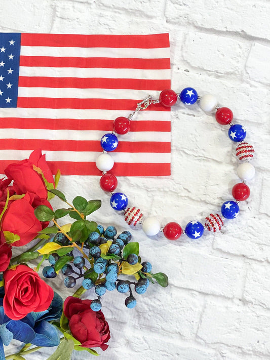 Bubblegum Necklace - Red, White, & Blue